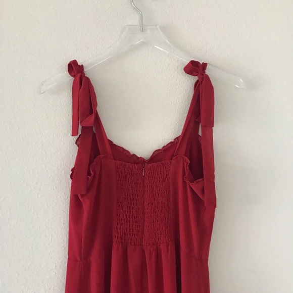 O.P.T. Toile de Jouy Red Tie Strap Midi Dress - Picture 9 of 15